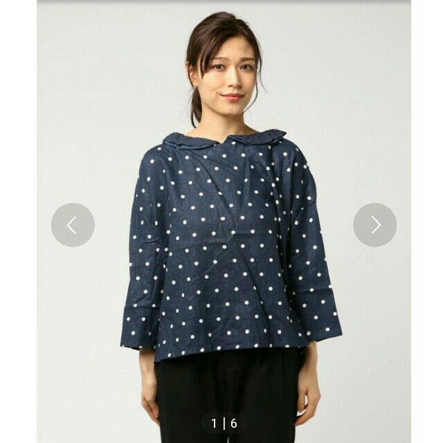 新品 レースドットプリントブラウス