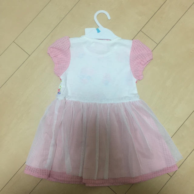 【95】ピンクリボンレースワンピース キッズ/ベビー/マタニティのキッズ服女の子用(90cm~)(ワンピース)の商品写真