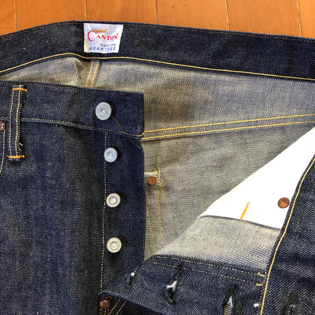 Canton(キャントン)のCANTON OVERALLS LOT.100 W34リジット 白耳 日本製 メンズのパンツ(デニム/ジーンズ)の商品写真