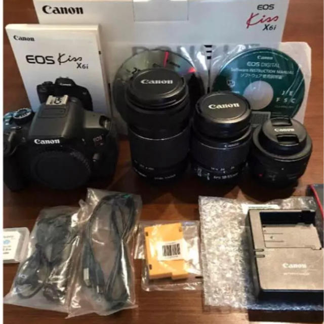 割引クーポン Canon キヤノン Wズームキット＋単焦点レンズ X6i Kiss EOS デジタル一眼