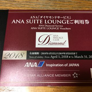 エーエヌエー(ゼンニッポンクウユ)(ANA(全日本空輸))のANAスイートラウンジ利用券2枚（2018)(その他)