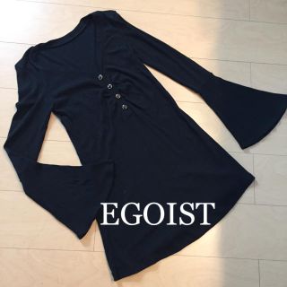 エゴイスト(EGOIST)のEGOIST エゴイスト フレア ワンピース  BK スタイル良く見えます♡(ミニワンピース)