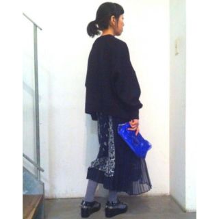 サカイ(sacai)のsacai バンダナ柄プリーツスカート ネイビー(ロングスカート)