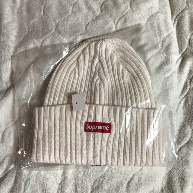 supreme Overdyed Ribbed Beanie 白 ラスト1個