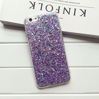 パープル iPhone7/ 8 ストラップ付き ラメ ソフトケース(iPhoneケース)