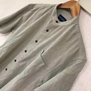 古着屋購入 MARIO VALENTINO デザインシャツ ノーカラー 0524(シャツ)