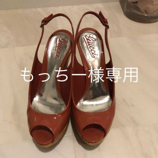 グッチ(Gucci)の美品 GUCCI ピンク ウエッジサンダル(サンダル)