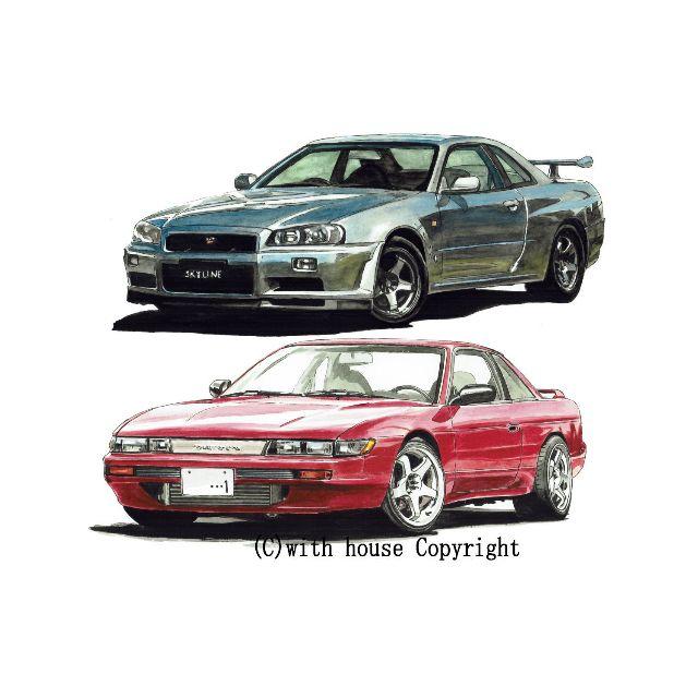 NC-436 GT-R R34/シルビア限定版画 直筆サイン額装●作家 平右ヱ門 1