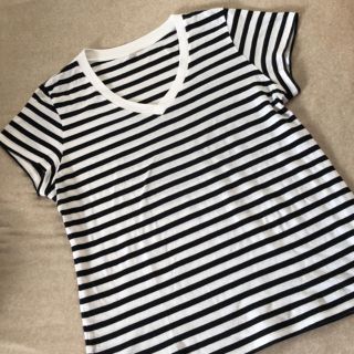 ユニクロ(UNIQLO)のUSED☆ユニクロ ボーダーTシャツ  XL  大きい(Tシャツ(半袖/袖なし))