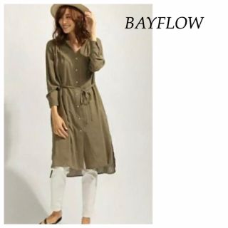 ベイフロー(BAYFLOW)のBAYFLOW／ドレープロングシャツワンピ＊カーキ(チュニック)