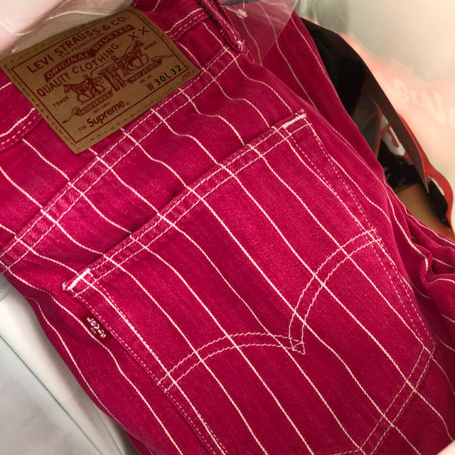 新品タグ付きsupreme levi's pinstripe 550 jeans