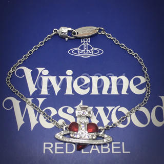 ヴィヴィアンウエストウッド(Vivienne Westwood)の美品✨ディマンテハートブレスレット レッド(ブレスレット/バングル)