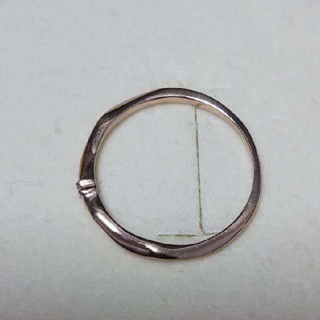 ミホ様専用☆絶妙なウェーブ✨一粒ダイヤ ウェーブK10ピンクゴールドリング レディースのアクセサリー(リング(指輪))の商品写真