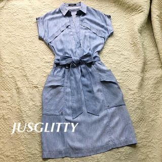 美品♡ジャスグリッティーのシャンブレーワンピース