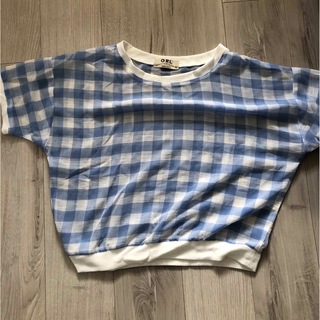 グレイル(GRL)のギンガムチェックシアー半袖Tシャツ水色(Tシャツ(半袖/袖なし))