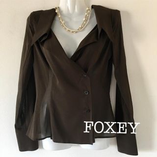 フォクシー(FOXEY)の美品☆フォクシー☆シルク シフォンブラウス カシュクール(シャツ/ブラウス(長袖/七分))