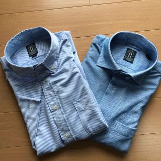 スーツカンパニー(THE SUIT COMPANY)のスーツカンパニー ジャージー素材半袖ドレスシャツ2枚セットM中古 ブルー系(シャツ)