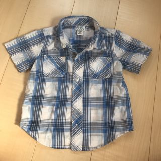 オールドネイビー(Old Navy)のOLD NAVY 18-24ヶ月 ブルーチェックシャツ(Tシャツ/カットソー)