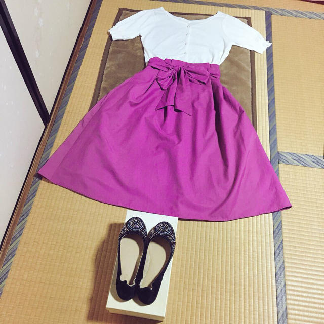 ViS(ヴィス)の【さくらぽ様専用♡】ViS ウエストリボン フレアミディスカート ピンク レディースのスカート(ひざ丈スカート)の商品写真