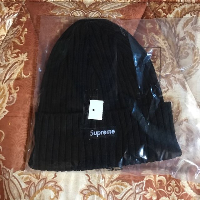 supreme Overdyed Ribbed Beanie 黒 black