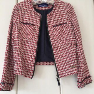 バーバリーブルーレーベル(BURBERRY BLUE LABEL)のバーバリーブルーレーベルBURBERRY BLUELABELツイードジャケット(ノーカラージャケット)