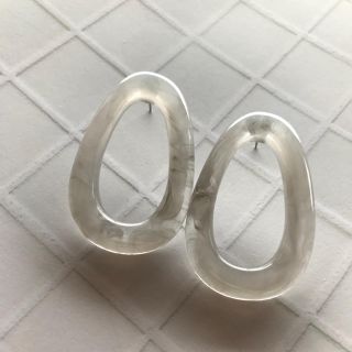 大ぶり♡グレーマーブル アクリル ピアス(ピアス)