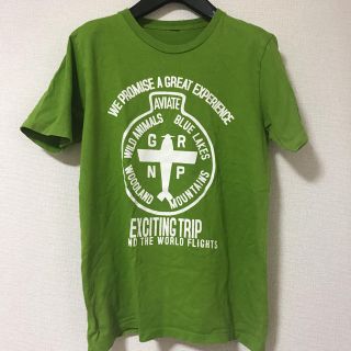 グラニフ(Design Tshirts Store graniph)のグラニフ グリーン  T シャツ　メンズ M  飛行機イラスト(Tシャツ/カットソー(半袖/袖なし))