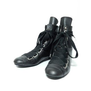 ヴィヴィアンウエストウッド(Vivienne Westwood)の美品！ヴィヴィアンウエストウッドソフトレザーリボンシューズ36-1/2黒ブラック(ブーツ)