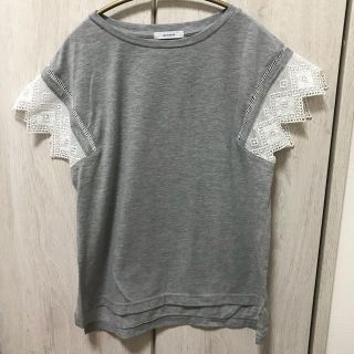 ジーナシス(JEANASIS)の美品◎JEANASIS 袖レースグレー半袖Tシャツ(Tシャツ(半袖/袖なし))