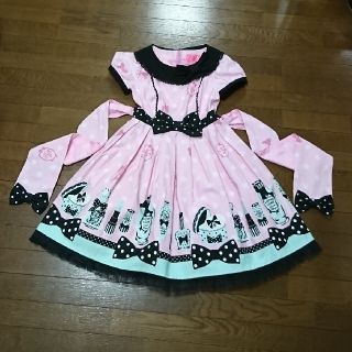 アンジェリックプリティー(Angelic Pretty)のAngelic Pretty fantasic dolly OP ピンク×黒(ひざ丈ワンピース)