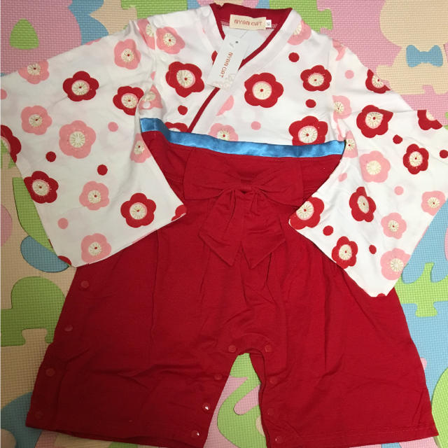 新品 袴ロンパース 90cm 女の子 キッズ/ベビー/マタニティのキッズ服女の子用(90cm~)(和服/着物)の商品写真