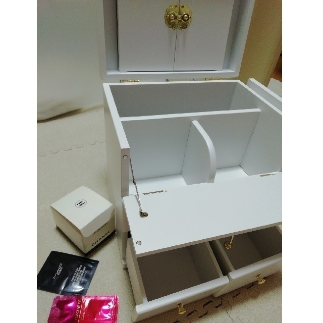 三面鏡 コスメボックス ホワイト 鏡台 メイク 化粧箱