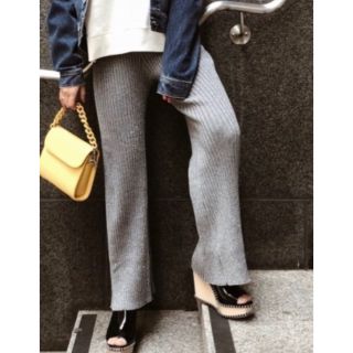 マウジー(moussy)のmoussy☆リブニットワイドパンツ(カジュアルパンツ)