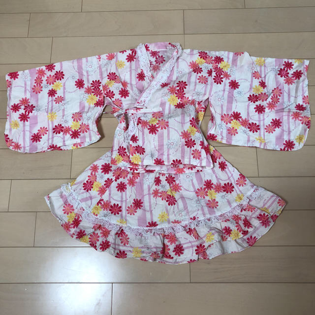 甚平 スカート セット 130cm 兵児帯付き キッズ/ベビー/マタニティのキッズ服女の子用(90cm~)(甚平/浴衣)の商品写真