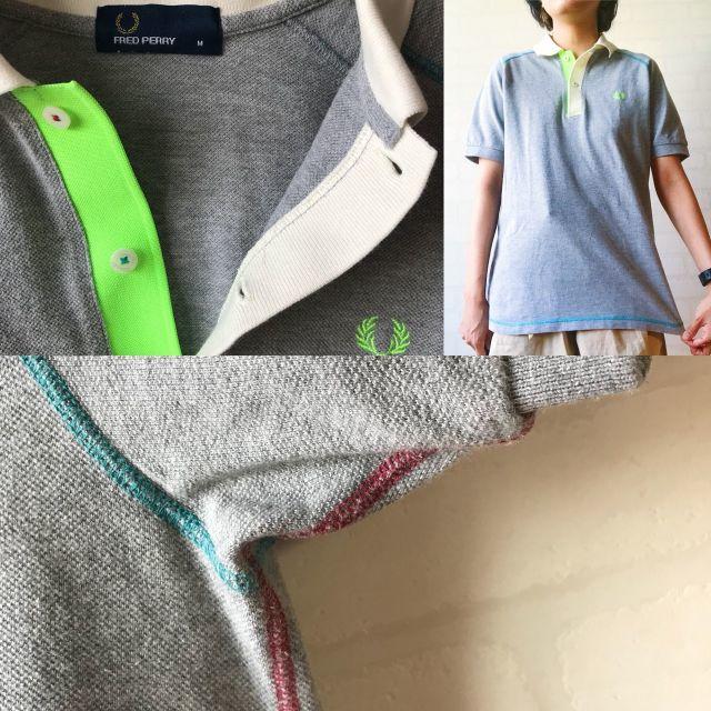 FRED PERRY(フレッドペリー)のフレッドペリー 切り替え カラー ステッチ ポロ グレー メンズのトップス(Tシャツ/カットソー(半袖/袖なし))の商品写真
