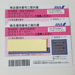 エーエヌエー(ゼンニッポンクウユ)(ANA(全日本空輸))のANA株主優待券 最新券2枚(航空券)