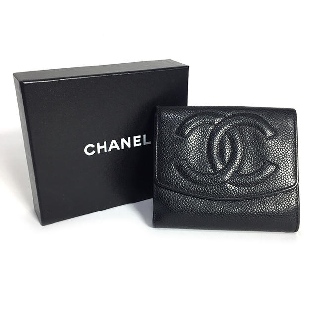 CHANEL(シャネル)のシャネル 折財布 Wホック キャビアスキン   ココマーク   レディースのファッション小物(財布)の商品写真