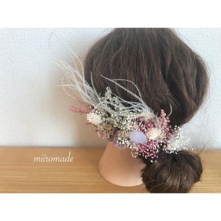 feather＊パープル×ピンク×ホワイト(ヘアアクセサリー)