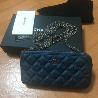 シャネル(CHANEL)のみよごんさま専用！ダークブルー！シャネル！チェーンウォレット(ウォレットチェーン)