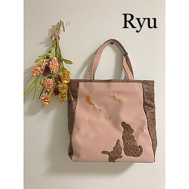 ☆Ryu☆ピンクドット レザートートバッグ