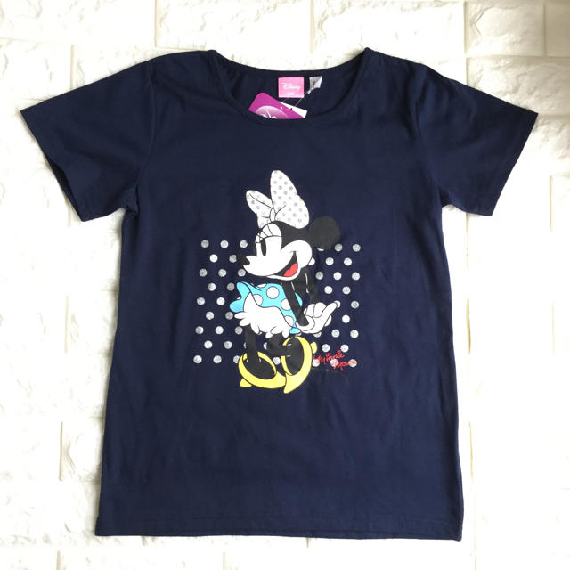 Disney(ディズニー)の【 160 】 ミニーちゃん 半袖 Tシャツ 紺色 ディズニー ラメ 水玉 キッズ/ベビー/マタニティのキッズ服女の子用(90cm~)(Tシャツ/カットソー)の商品写真