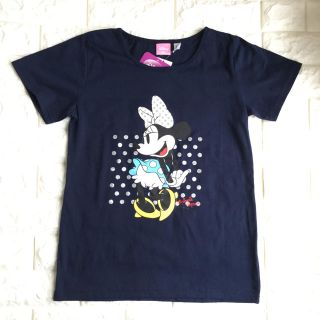 ディズニー(Disney)の【 160 】 ミニーちゃん 半袖 Tシャツ 紺色 ディズニー ラメ 水玉(Tシャツ/カットソー)