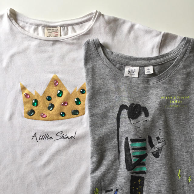 ZARA KIDS(ザラキッズ)の【たやこ様専用】ZARA/GAP kids Tシャツ ２枚セット 150 キッズ/ベビー/マタニティのキッズ服女の子用(90cm~)(Tシャツ/カットソー)の商品写真