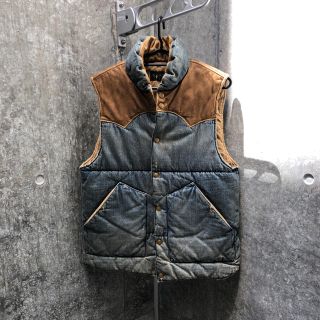 RRL レザーヨーク リバーシブル ダウン ベスト XS ダブルアールエル 紺