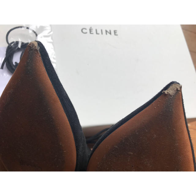 celine(セリーヌ)のceline セリーヌ  バブーシュ スエードリボンフラットシューズ レディースの靴/シューズ(バレエシューズ)の商品写真