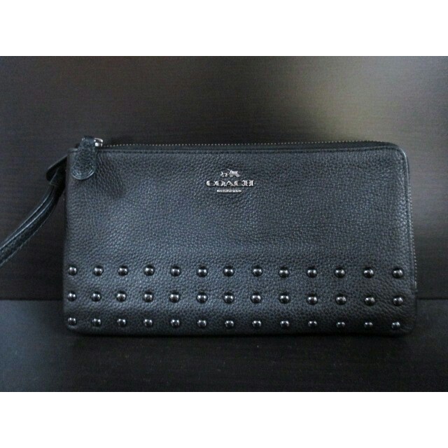 ☆COACH コーチ 持ち手付き レザー 長財布/財布/ブラック ☆COACH コーチ 持ち手付き レザー 長財布/財布/ブラック