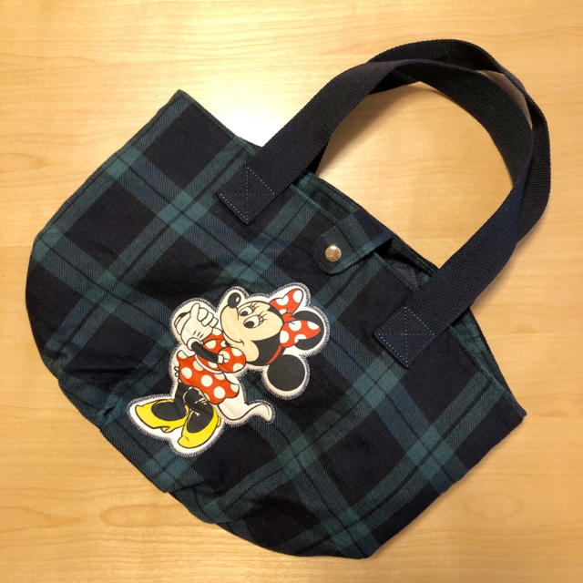 Disney(ディズニー)の値下げ⬇︎【Disney】レトロミッキー  トートバッグ アップリケ チェック柄 レディースのバッグ(トートバッグ)の商品写真