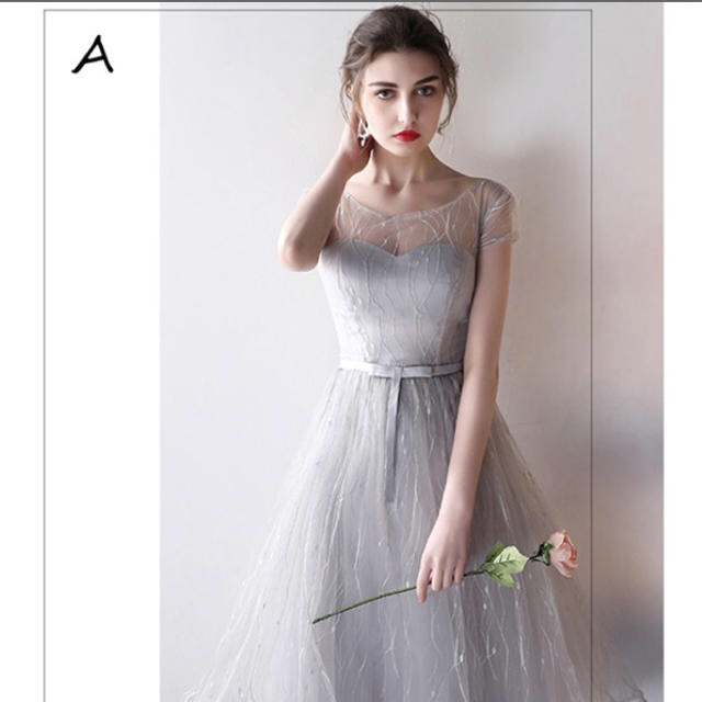 ブライズメイド☆結婚式☆ドレス☆グレー☆ レディースのフォーマル/ドレス(ミディアムドレス)の商品写真