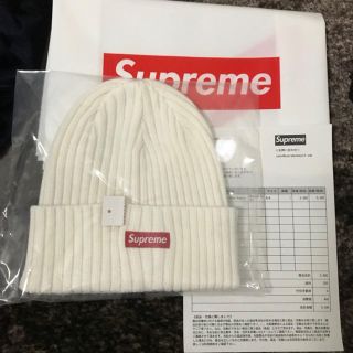 シュプリーム(Supreme)のSurpeme beanie 白ビーニー 18ss(ニット帽/ビーニー)