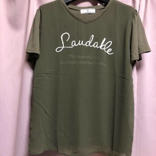 カーキ 前シフォンＴシャツ 4L 大きいサイズ(Tシャツ(半袖/袖なし))